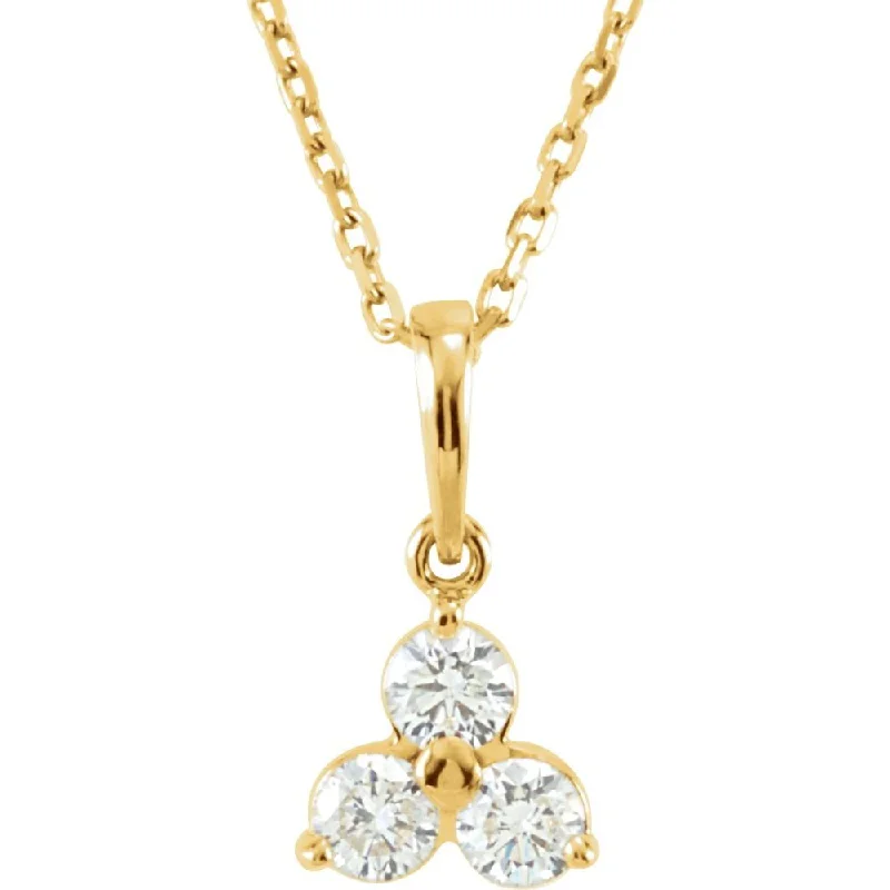 Ladies necklaces vintage brilliance -14k Yellow Gold & Diamond Three-Stone Necklace, 18 Inch