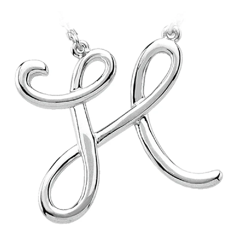 Ladies necklaces for outing vibes -14k White Gold, Olivia Collection, Medium Script Initial H Necklace