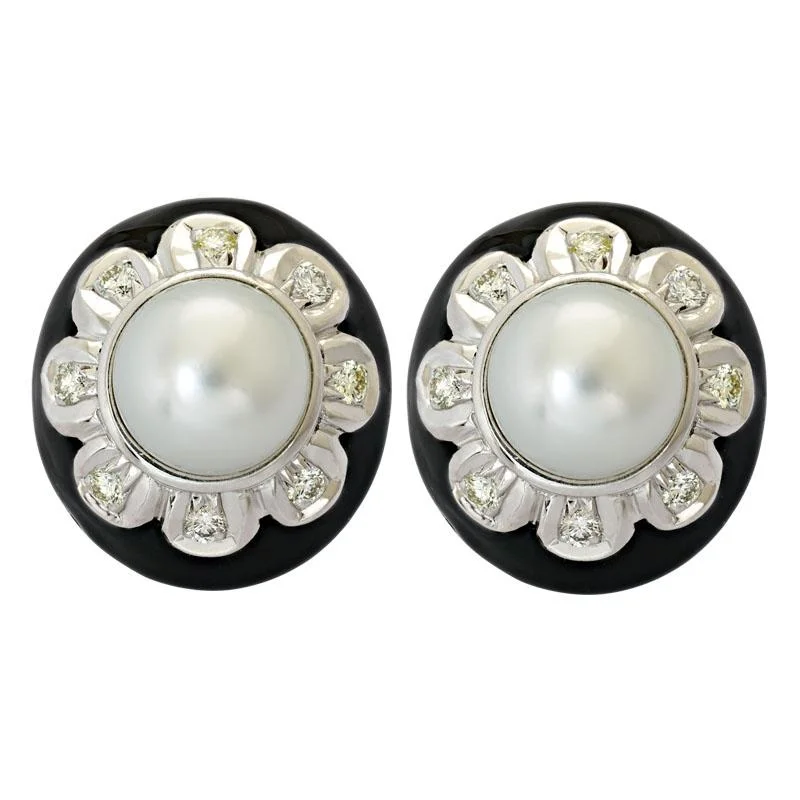 ladies-moon-french-wire-earrings-Earrings-South Sea Pearl and Diamond (Enamel)  (213BS)