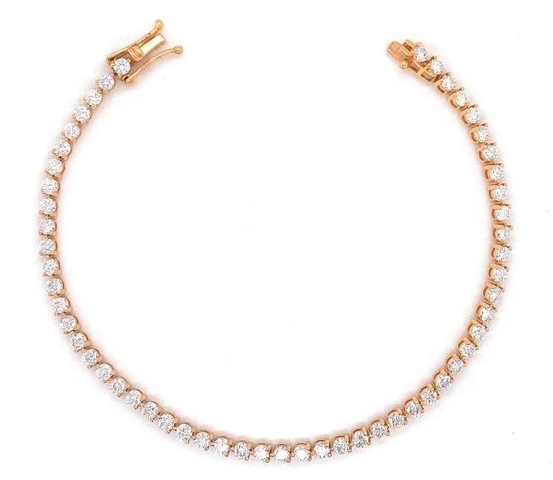 Ladies bracelets sleek elegance -18K Rose Gold Diamond Tennis Bracelet