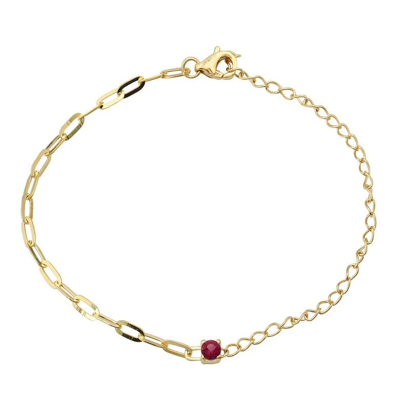 Ladies bracelets for explorer vibes -14k Yellow Gold Ruby Mixed Chain Bracelet