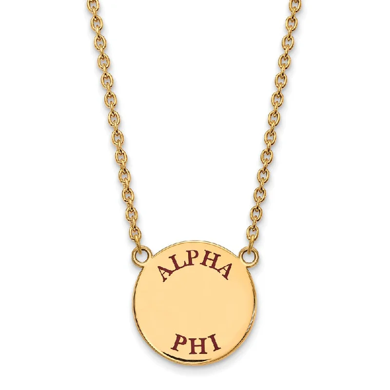 Ladies necklaces bold modernity -14K Plated Silver Alpha Phi Large Enamel Greek Letters Necklace