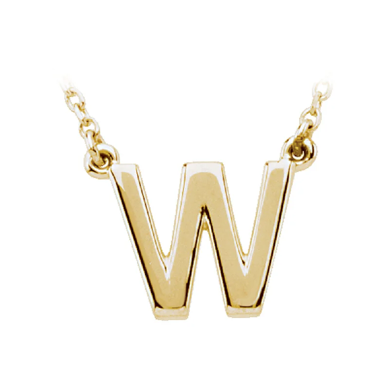 Ladies necklaces fine elegance -14K Yellow Gold, Kendall Collection, Block Initial W Necklace, 16 Inch