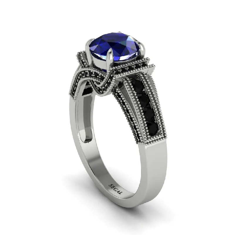 engagement-elegant-cathedral-rings-Sapphire Eternal Embrace Milgrain Engagement Ring - Fernanda No. 45