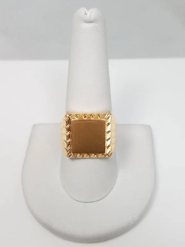 ladies-modern-silver-rings-New 18k Yellow Gold Signet Ring