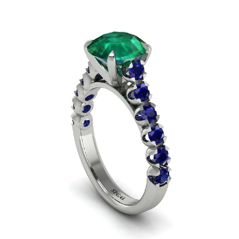 engagement-pearl-bypass-rings-2ct Round Cut Emerald 14K Gold Engagement Ring - Christina No. 66