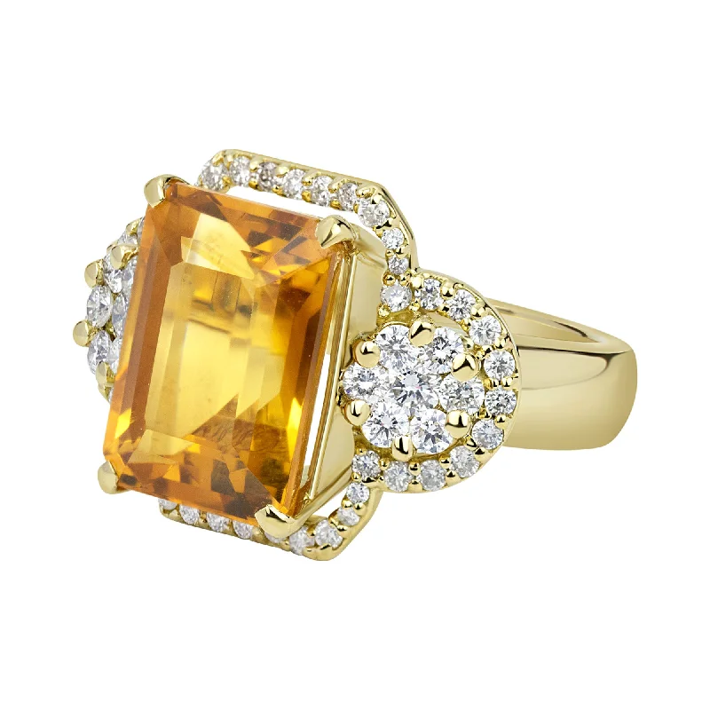 ladies-vintage-platinum-rings-Ring - Citrine And Diamond (2329E)