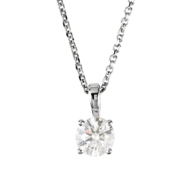 Ladies necklaces with frost zircon -3/4 Carat Round Diamond Solitaire Necklace in 14k White Gold, 18 Inch