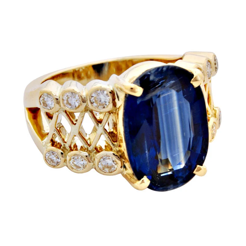 ladies-emerald-cut-platinum-rings-Ring- Kyanite And Diamond (1860C)