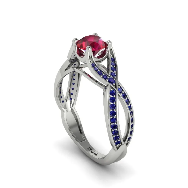 engagement-oval-white-gold-rings-Ruby Eternal Twist Engagement Ring - Maisie No. 72