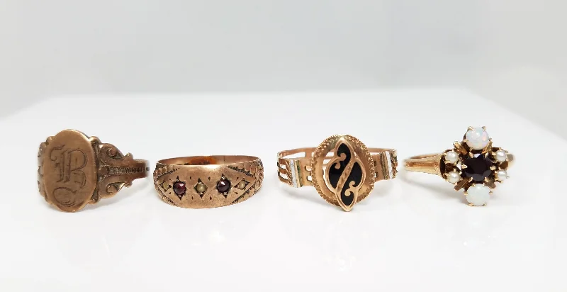 ladies-rose-gold-twist-rings-*To Restore* Four Victorian ~7k Gold Rings