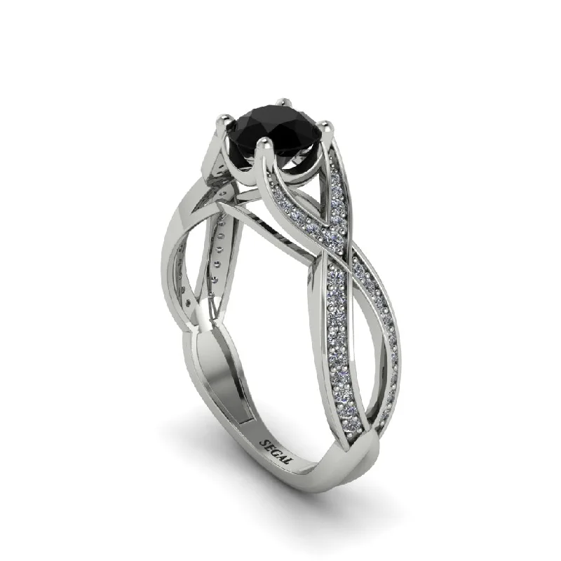 engagement-rose-gold-wide-band-rings-Black Diamond Eternal Twist Engagement Ring - Maisie No. 9