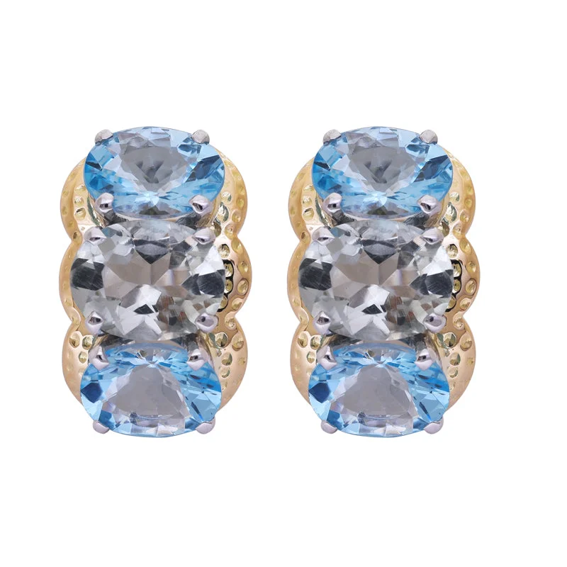 ladies-diamond-bar-earrings-Earrings- Blue Topaz and Green Quartz