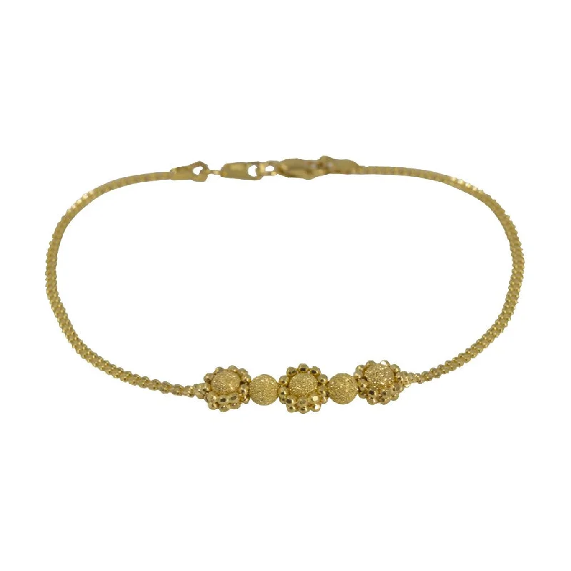 Ladies bracelets for getaway vibes -22K Yellow Gold Bracelet W/ Wrapped Glass Blast Accent Gold Balls