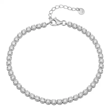 Ladies bracelets for wedding charm -14k White Gold Crown Prong Diamond Tennis Bracelet