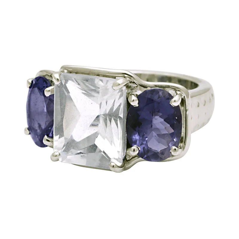 ladies-wedding-rose-gold-rings-Ring-Crystal and Iolite