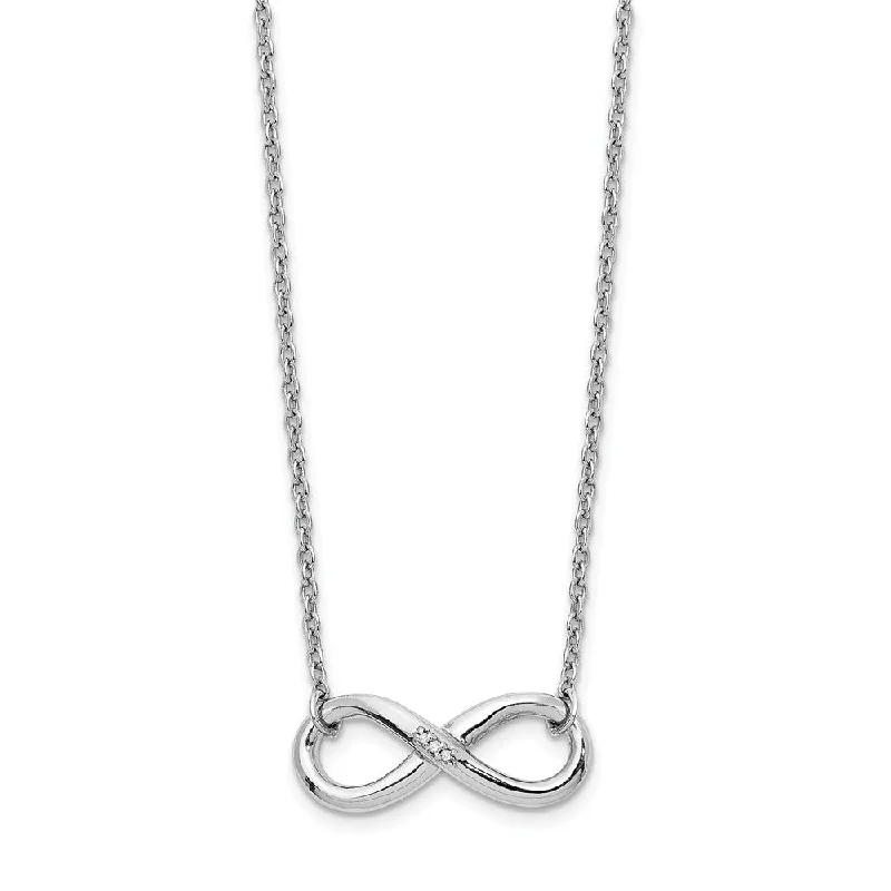 Ladies necklaces fine charm -Infinity Diamond Accent Necklace, Rhodium Sterling Silver, 18 Inch