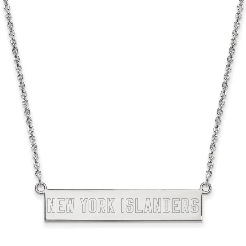 Ladies necklaces extendable lengths -Sterling Silver NHL New York Islanders Small Bar Necklace, 18in