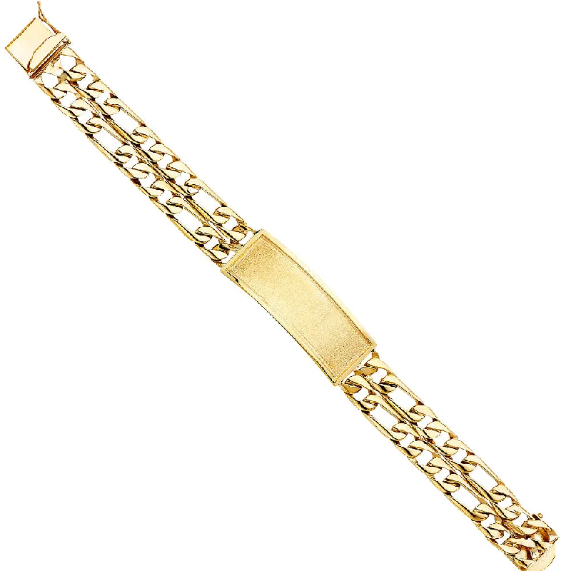 Ladies bracelets flowing elegance -14KY 2L Figaro Link ID Bracelet - 8.5"