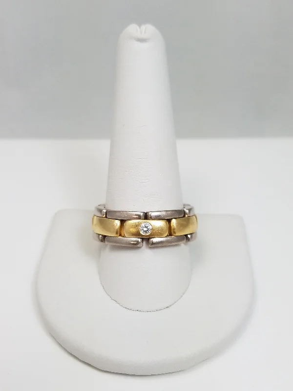 ladies-princess-cut-rose-gold-rings-Fantastic 18k Two Tone Gold Natural Diamond Flexible Ring