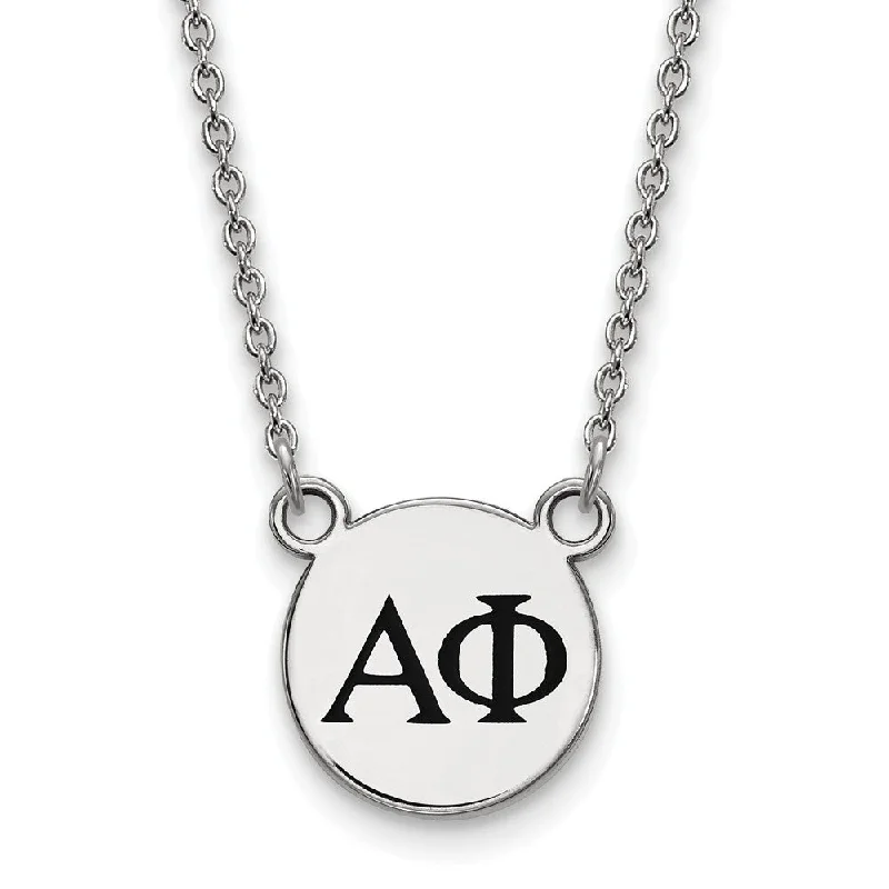 Ladies necklaces light elegance -Sterling Silver Alpha Phi Small Black Enamel Greek Letters Necklace