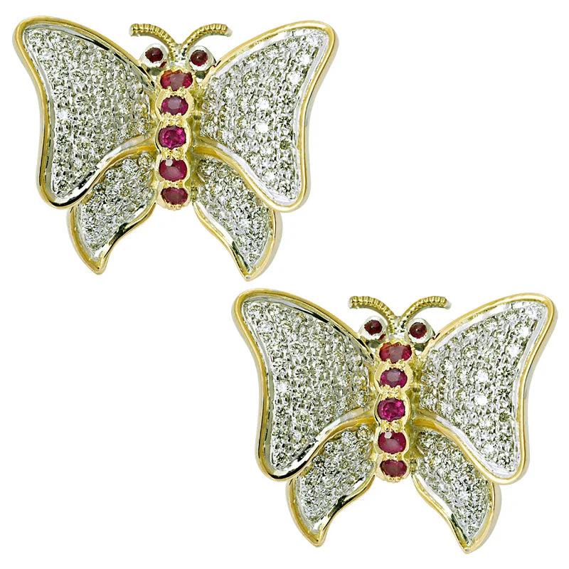 ladies-wedding-diamond-earrings-Earrings- Ruby and Diamond