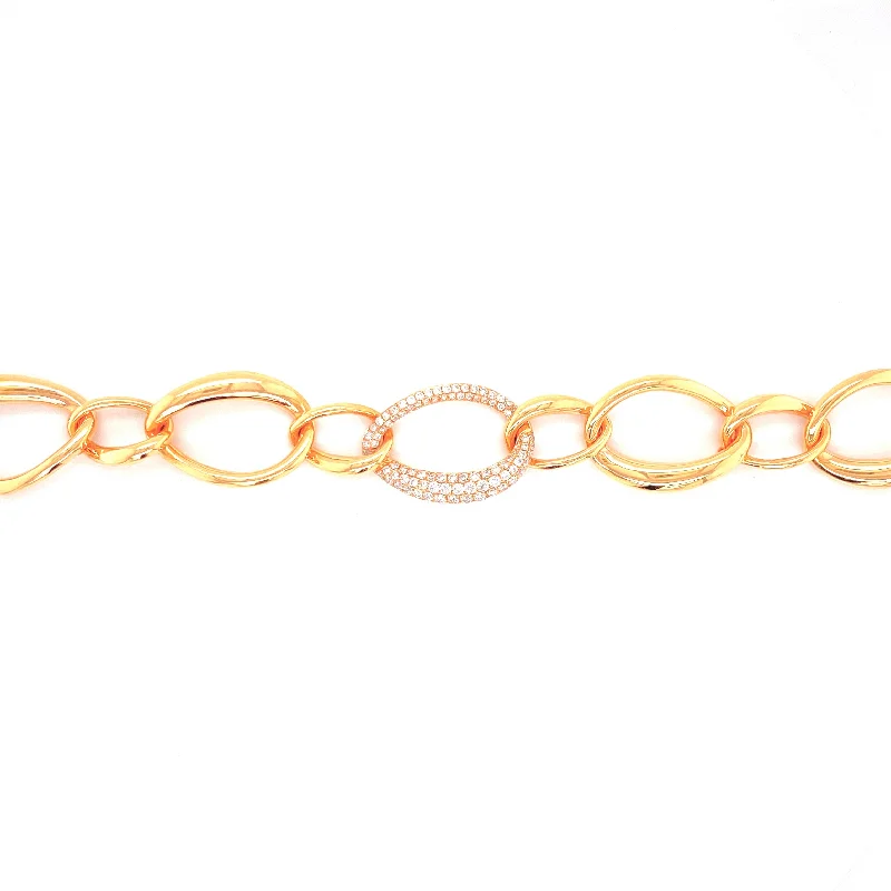 Ladies bracelets flexible bands -18K Rose Gold Diamond Link Bracelet