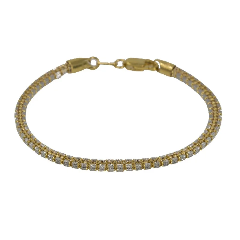 Ladies bracelets with streak charms -22K Multi Tone Gold Bracelet W/ Rounded Beaded Link