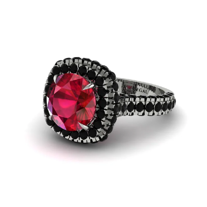 engagement-modern-rose-gold-rings-Ruby Pave Double Halo Engagement Ring - Eve No. 42