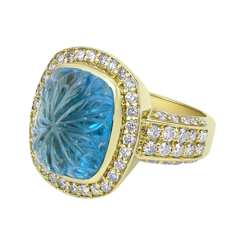 ladies-luxury-sapphire-rings-Ring - Blue Topaz And Diamond (2331B)