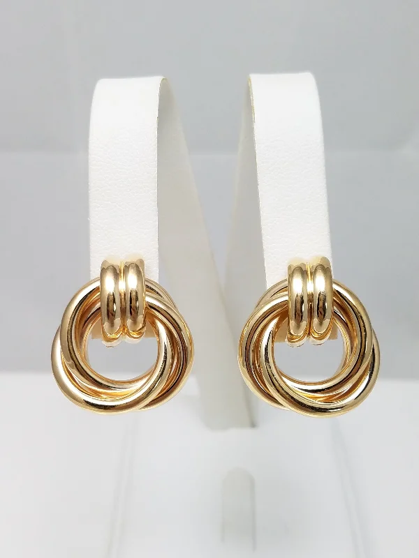 ladies-star-leverback-earrings-Large Love Knot Earrings in 14k Yellow Gold