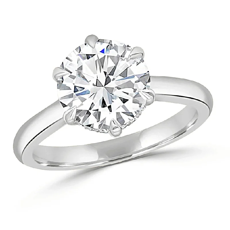 engagement-round-silver-rings-Solitaire Hidden Halo Engagement Ring