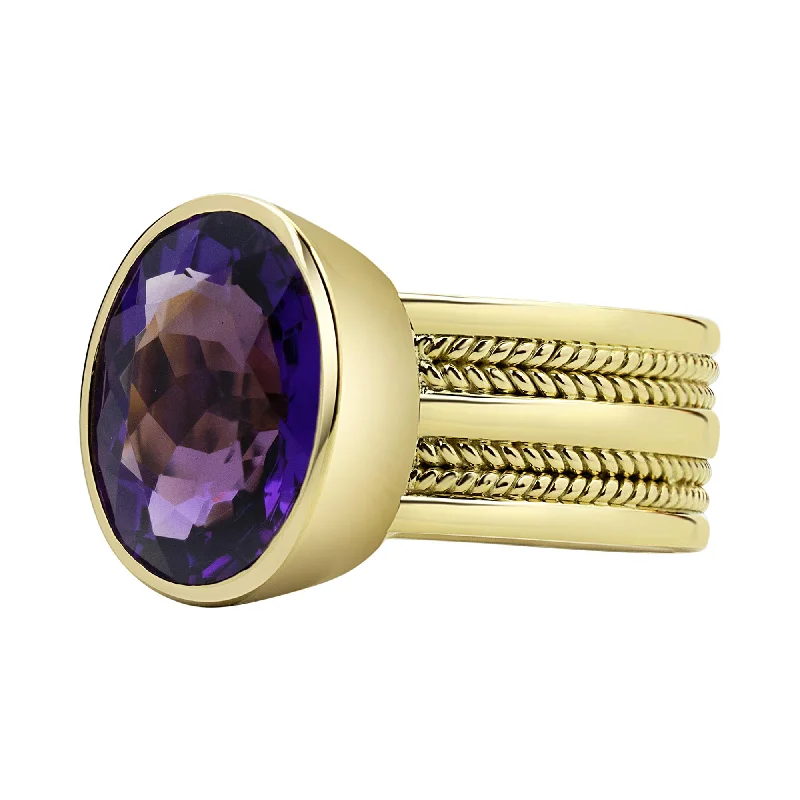 ladies-round-silver-rings-Ring - Amethyst