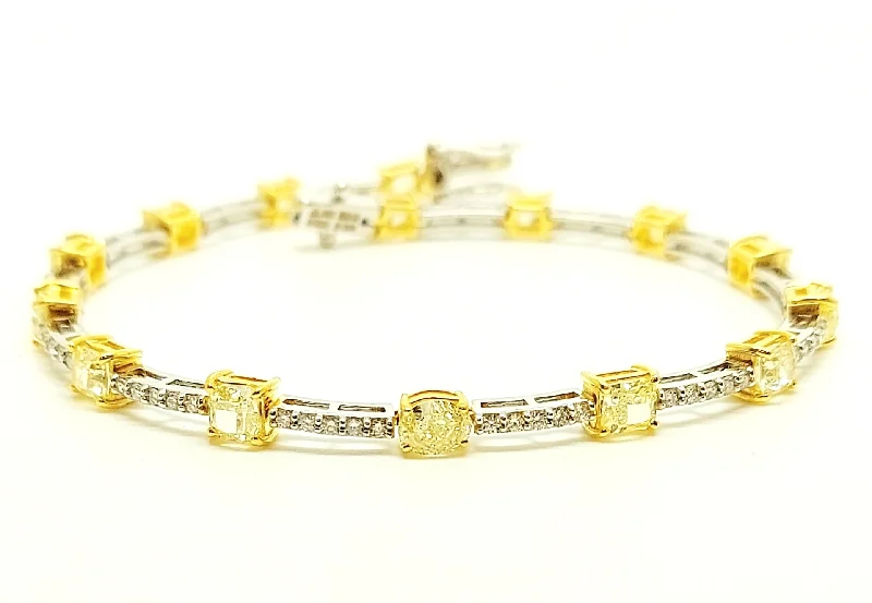 Ladies bracelets stylish elegance -YELLOW AND WHITE DIAMOND HOT-CAKE BRACELET