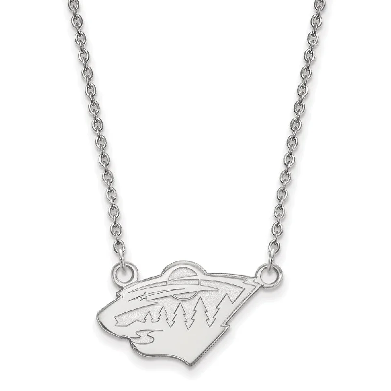 Ladies necklaces for outing vibes -Sterling Silver NHL Minnesota Wild Small Necklace, 18 Inch