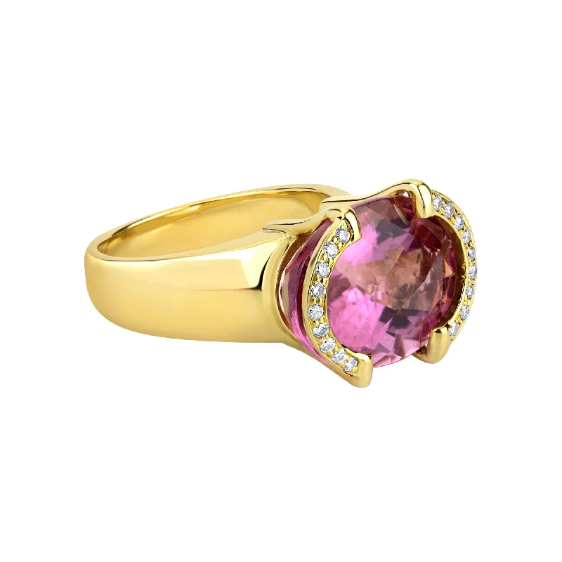 ladies-silver-bezel-rings-Ring- Rubellite And Diamond (1098K)