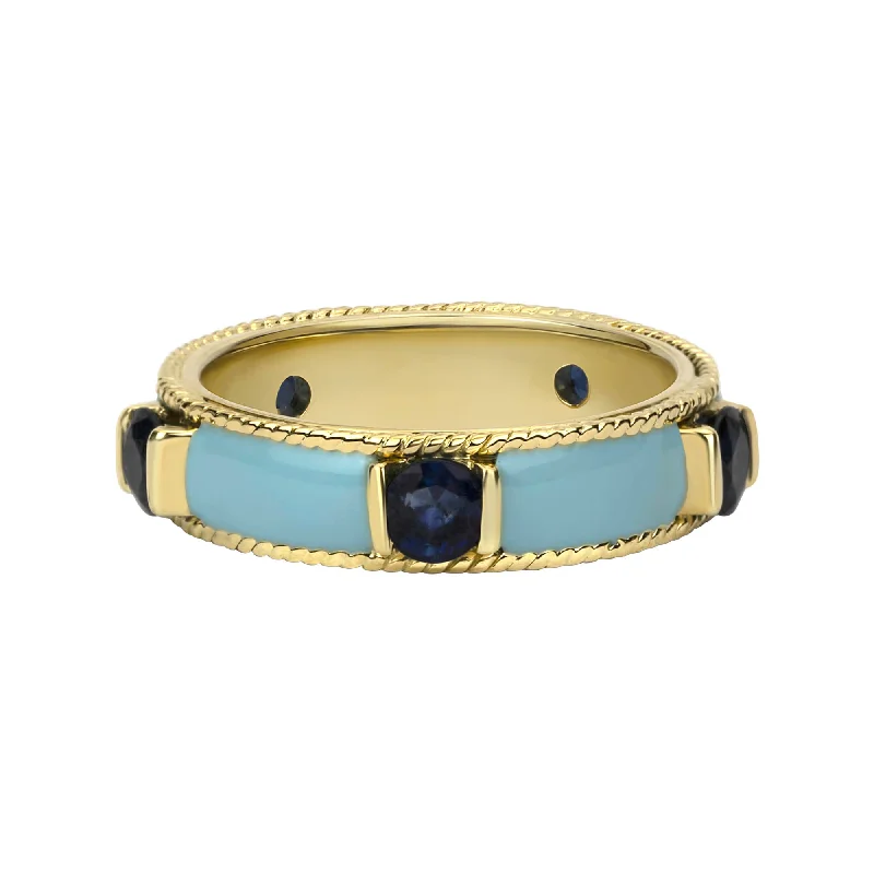 ladies-sapphire-shank-rings-Ring - Blue Sapphire And Enamel