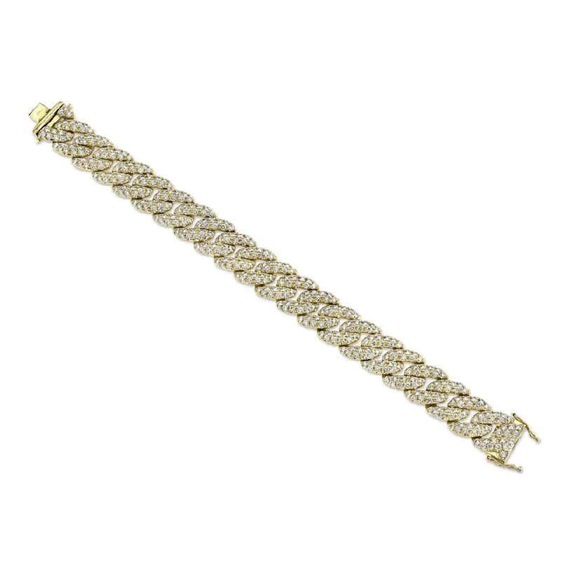 Ladies bracelets for calm vibes -14K Yellow Gold Diamond Pave Chain Bracelet