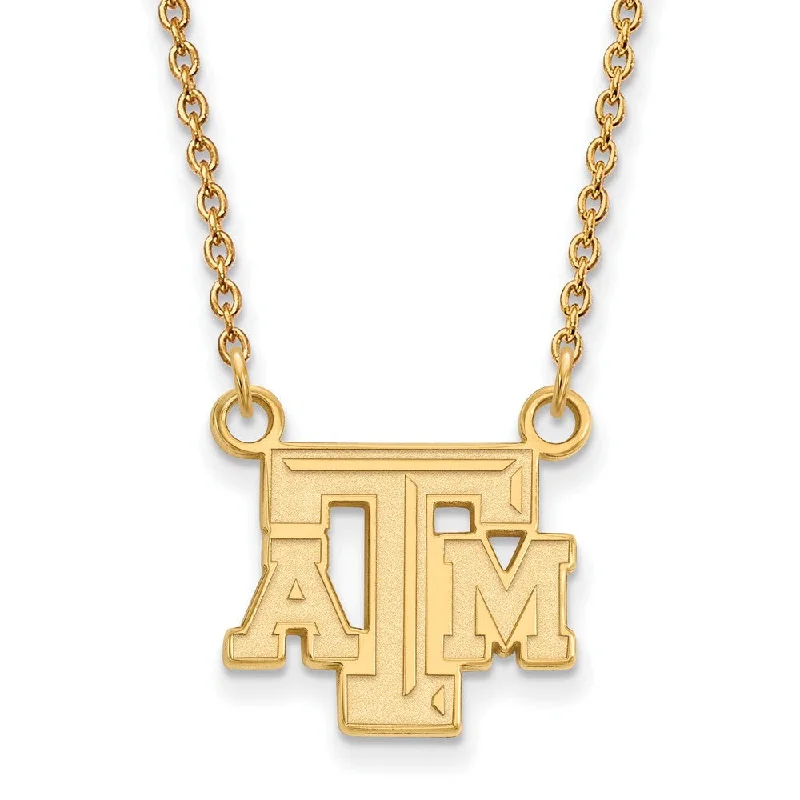 Ladies necklaces with rose opal -10k Yellow Gold Texas A&M U Small 'TAM' Pendant Necklace