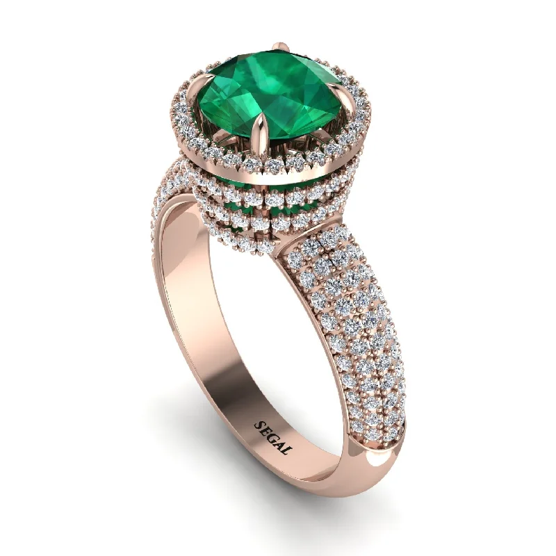 engagement-pear-cut-rose-gold-rings-Emerald Cluster Halo Engagement Ring - Katie No. 5