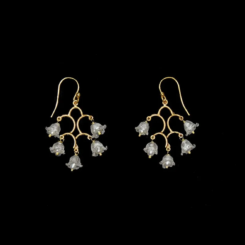 ladies-moon-diamond-earrings-Fine Lily of the Valley Earrings - Chandelier Wire