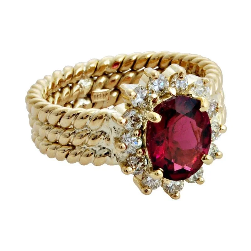 ladies-elegant-white-gold-rings-Repair - Ring-Rubellite and Diamond  (1469H)