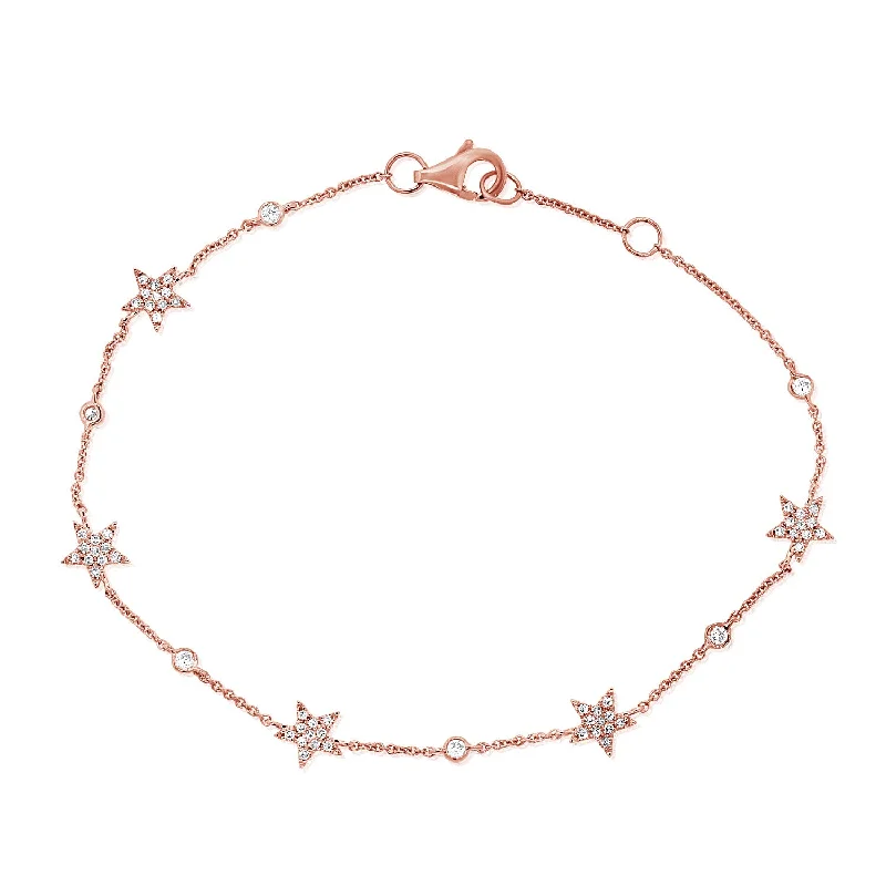 Ladies bracelets for adventure vibes -14K Rose Gold Star Diamond By The Yard Bracelet