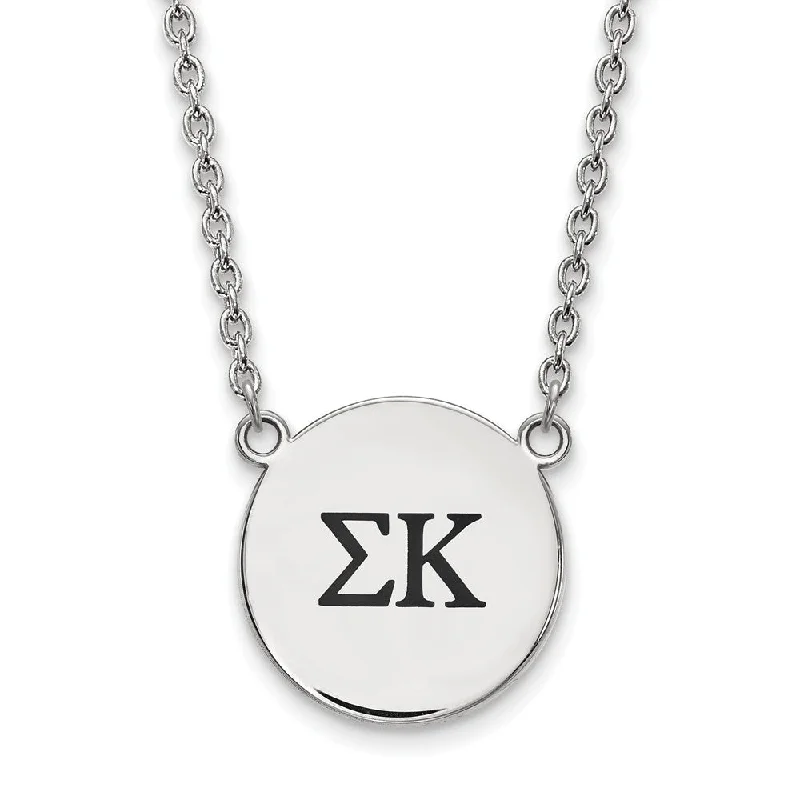 Ladies necklaces with mauve iolite -Sterling Silver Sigma Kappa Large Enamel Greek Letters Necklace