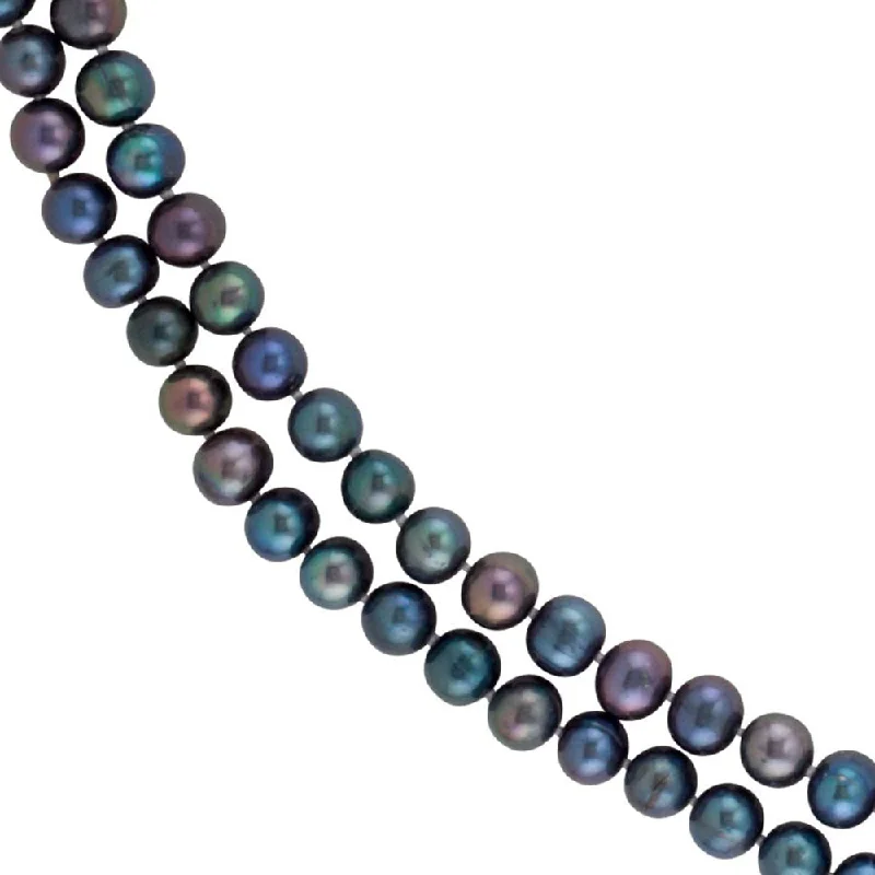 Ladies necklaces soft matte -8-9mm, Black FW Cultured Pearl Rope Strand Necklace, 72 Inch