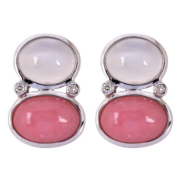 ladies-trendy-pearl-earrings-Earrings- Moonstone, Pink Opal and Diamond  (264DS)