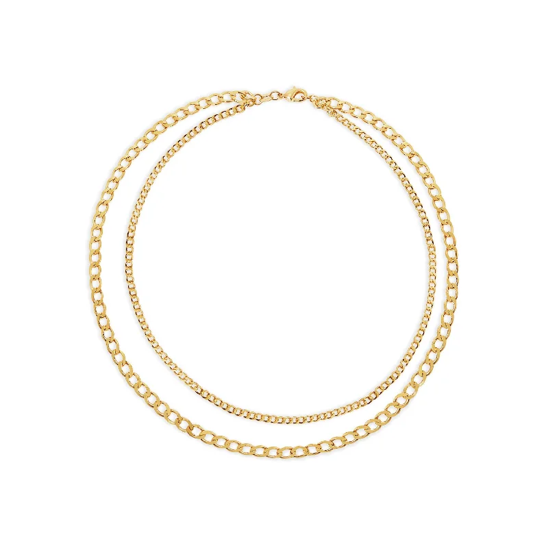 ladies-gold-pave-rings-THE DOUBLE CURB CHAIN LAYERING NECKLACE (CHAPTER II BY GREG YÜNA X THE M JEWELERS)