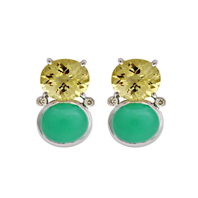 ladies-minimalist-chandelier-earrings-Earrings- Lemon Quartz, Chrysoprase and Diamond