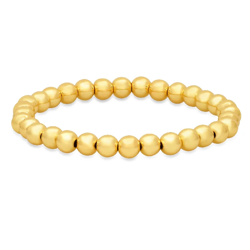 Ladies bracelets with cub charms -6 MM STRETCH BRACELET, GOLD