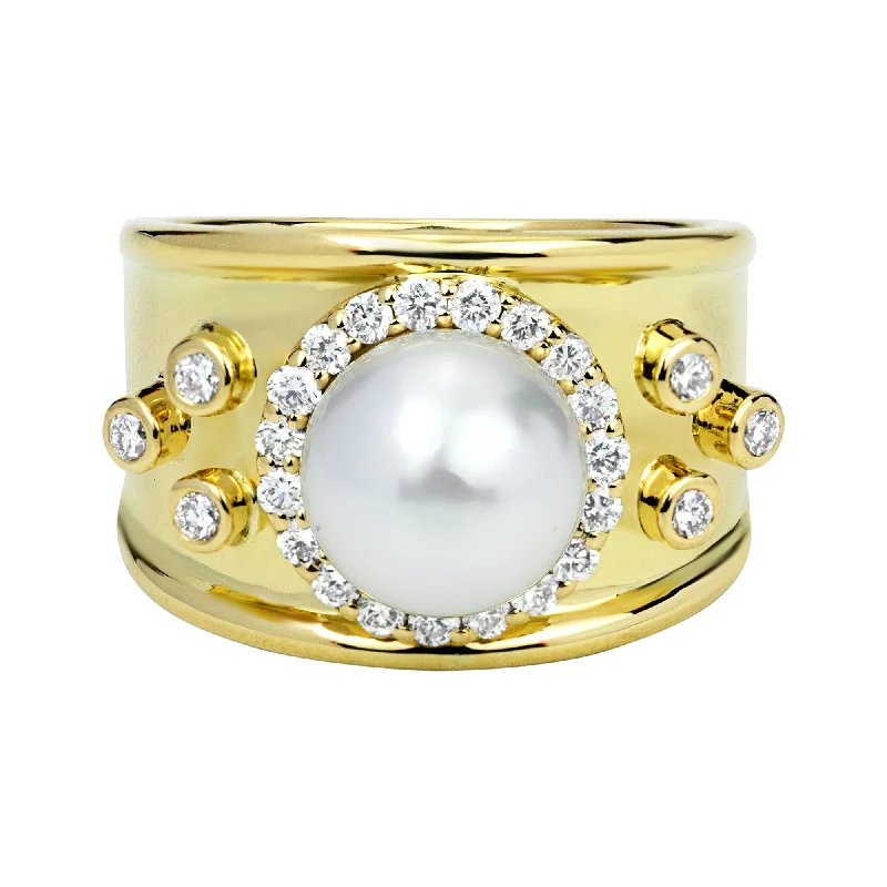 ladies-emerald-bypass-rings-Ring - South Sea Pearl And Diamond (2328C)